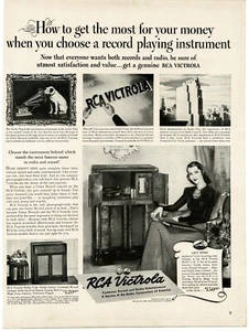 1940 RCA Victor Victrola Phonograph Radio Model U-42 LILY PONS Vintage Print Ad - Picture 1 of 1