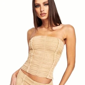I.AM.GIA. Parton Röhrentop in Sand Damen klein gerafft trägerlos Mesh Stretch - Bild 1 von 14