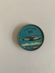 1962 Jell-O History of Aviation Coins #105 Boeing Clipper 1938, VINTAGE! (inv.1)
