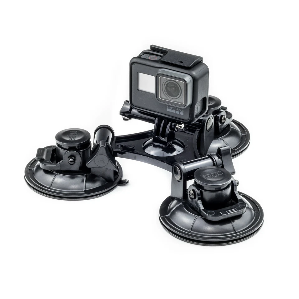 Triple Suction Cup Car Mount For GoPro Lit Hero 13 12 Max2 DJI OSMO Action Cam - Image 1 of 4