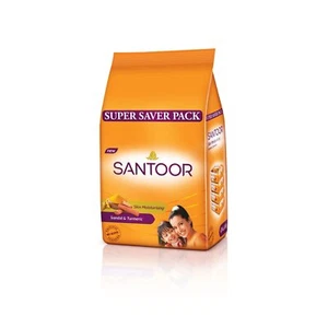 Santoor Sandal & Turmeric Soap for Total Skin Care, 100g (Pack of 4, Super Saver - Picture 1 of 4