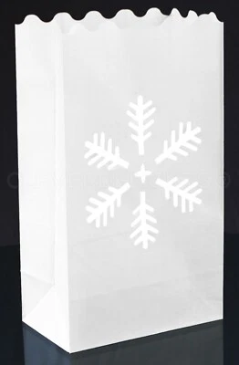 30 Bolsas Luminaria - Blanco - Diseño Copo de Nieve - Decoración Navidad Vacaciones Luminaria Foto 1 de 2