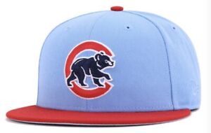 New Era Chicago Cubs Two Tone Red Sky Blue 59FIFTY Hat Size 7 1/2 Gray UV