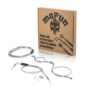 MOFUN 12" 14" Handlebar Brake Clutch Throttle Cable For Harley Dyna FLD FXDB ABS - Picture 1 of 8