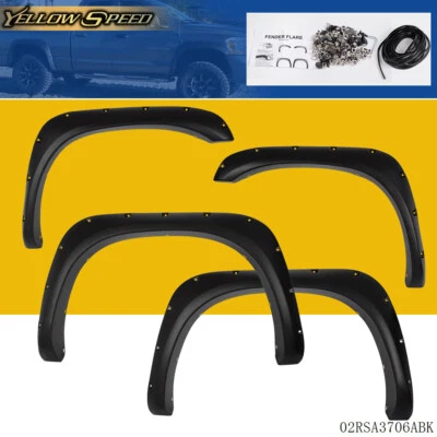 口袋铆钉挡泥板耀斑适合 02-08 道奇 Ram 1500/03-09 Ram 2500/3500 4 件 — 第 1/4 张图片