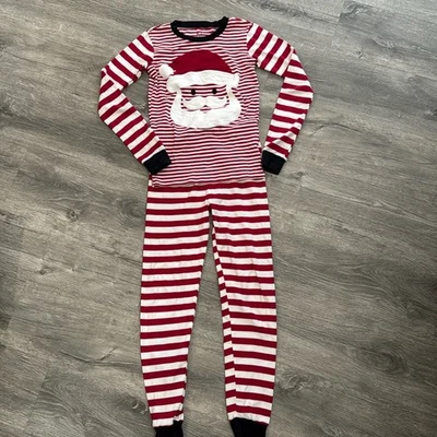 Children's Place Santa Claus Applique Red / White Stripe Christmas Pajamas Sz 14 - Image 1 of 4