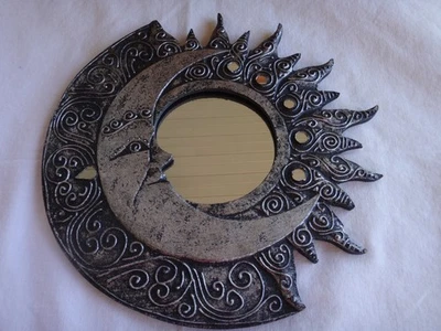 Espejo pequeño decorativo para colgar en pared luna y estrellas celestiales Foto 1 de 2