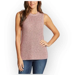 Ella Moss Damen melierter ärmelloser Rippstrick Tank Pullover, koralle Flamme - 486M - Bild 1 von 5