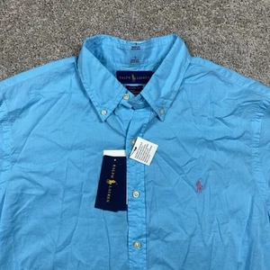 NWT Polo Ralph Lauren Untucked Fit Men’s Large Green Teal Button Down Shirt - Imagen 1 de 8