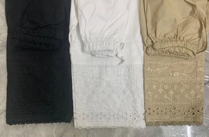 Ladies Trousers Pakistani Indian Capri Pencil Plus Size Pants Embroidery Shalwar - Picture 1 of 23