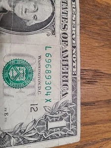 L 69689304 X. $1 FRN Fancy X Series Note Serial Number. - Picture 1 of 3