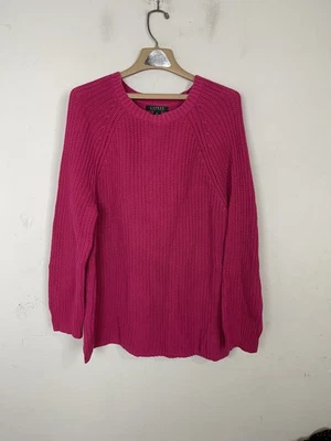 Suéter pulôver feminino Lauren Ralph Lauren 2X rosa malha com nervuras algodão - Imagem 1 de 4