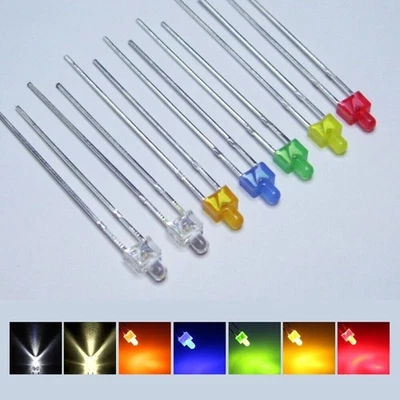 LED 2mm diffus klar kurzer Kopf Miniatur Mini LEDs 7 Farben Menge u. Set AUSWAHL - Bild 1 von 4