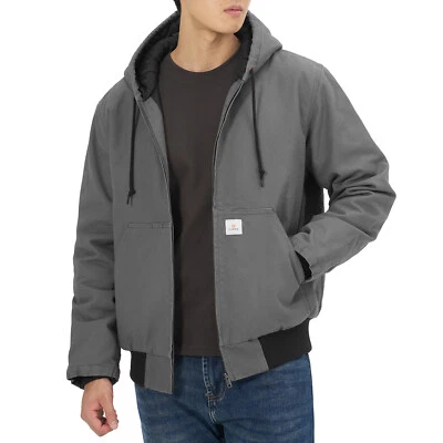 HISEA Men Full Zip Hooded Jacket Quilted Lining Active Jacket Work Coat Pockets - Image 1 of 4