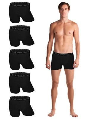TEXEMP 5er | 10er Pack Herren Boxershorts Unterwäsche Baumwolle Unterhose Retro Schwarz