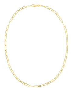 18k Yellow Gold PAPERCLIP Link Chain Necklace 24 Inch 2.5MM 6 Grams - Picture 1 of 11