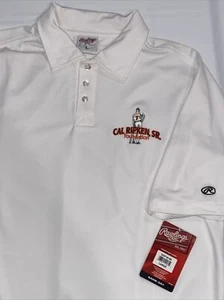New Rawlings Polo Shirt Cal Ripken Sr. Foundation White Polo Shirt Size Large - Picture 1 of 9