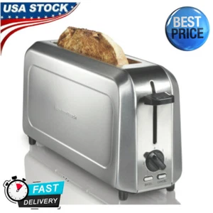 Slim Long-Slot Toaster 2 Slice Capacity w/Slide-Out Crumb Tray Stainless Steel - Picture 1 of 10