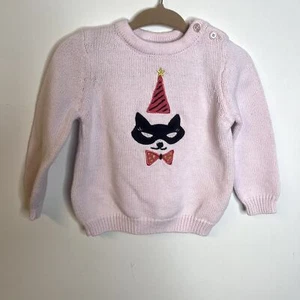 Kate Spade Girls Pink Knit Cat Mask Pullover Sweater size 12M - Picture 1 of 6