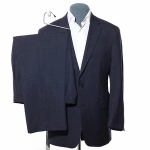 42R Jos A Bank Dark-Blue/Gray Nailhead Wool 2-Piece Suit 36x28 Trousers Jacket L - Picture 1 of 14
