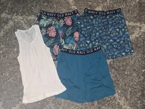 BOYs 4pc Sleep/lounge lot EUC size Large 1 Polo Tank & Old Navy 3 sleep shorts - Picture 1 of 3