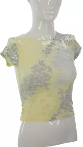 Jaded London T Shirt Devore Dusk Tee Cropped Top Yellow Floral size UK 6 - Picture 1 of 9