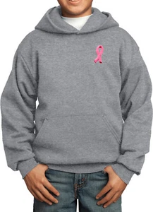 Buy Cool Shirts Kids Breast Cancer Hoodie Embroidered Pink Ribbon Pocket Print - Picture 1 of 19
