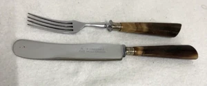 Juego de cuchillos tenedor de ensalada Staghorn 2 piezas P Lungstrass Ohlig Solingen de colección - Imagen 1 de 6