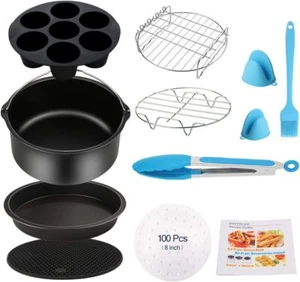 11PCS Air Fryer Accessories for 3.7QT-5.8QT with Pan, Mitts, Rack & Liners - Picture 1 of 7