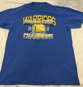 Golden State Warriors T-shirt 2018 NBA Finals Champions  Size  Large Blue - Picture 1 of 4