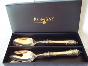 Vintage Bombay Company Classic serving salad fork and spoon set - Picture 1 of 6