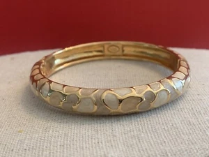 Joan Rivers Cream Enamel Gold tone Hinge Bangle Bracelet- BinT - Picture 1 of 15