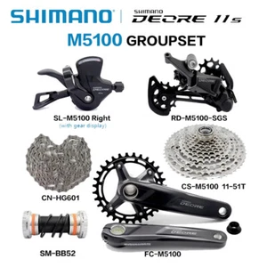 Shimano DEORE M5100 1x11 Speed MTB Groupset 170mm 175mm Crankset Shifter Chain - Picture 1 of 17
