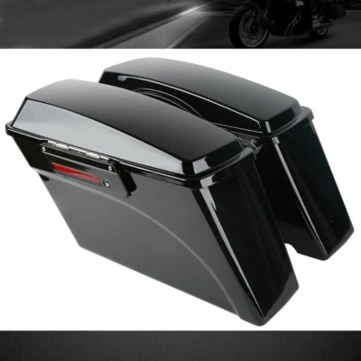 Alforjas rígidas negras brillantes maletero con tapa para Harley Touring Electra Glide 93-2013 Foto 1 de 4