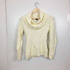 Mac & Jac Womens Knit Sweater Size M White Roll Neck Pullover Jumper