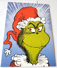 Vintage Christmas Card Dr. Seuss The Grinch in Santa Hat Merry Grinchmas
