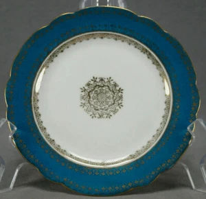 Bawo & Dotter Austria Turquoise & Gold Medallion Bread Plate Circa 1884-1914 - Picture 1 of 11