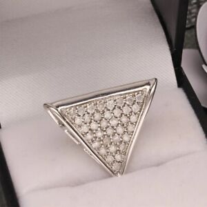 0.50 Ct Round Cut Natural Diamond Triangular Cluster Pendant 925 Sterling Silver