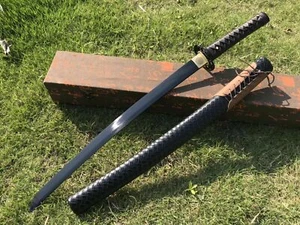 FULL TANG BALCK BLADE TRADITIONAL HAND MADE JAPANESE SAMURAI WAKIZASHI SWORD - Picture 1 of 9