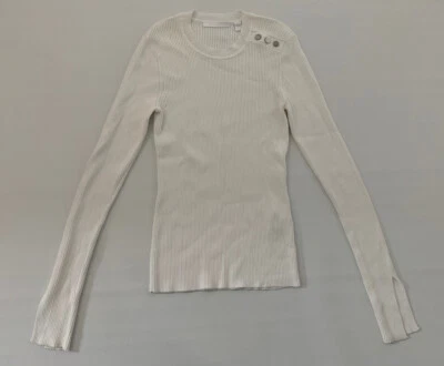 Hugo Boss Womens White Ribbed Crewneck Longsleeve Top Size XS - Image 1 of 4