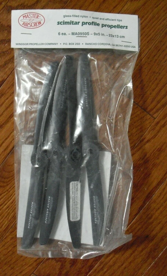 Pack of 4 RC Car Accessories Master Airscrew Propellers 9x5 Scimitar MA950S NIP - Image 1 of 1