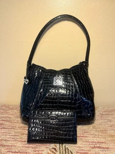 Brighton Black Patent Shoulder Bag And Wallet Set - Picture 1 of 16