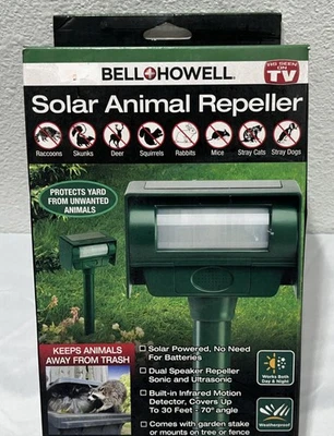 Bell & Howell Solar 30' Repelente Ultra-Sonico de Plagas Animales Activado por Movimiento - ¡NUEVO! Foto 1 de 4