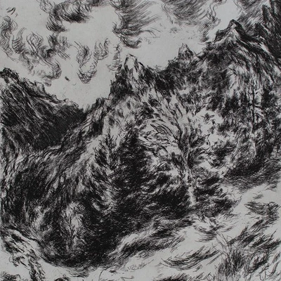 Hans Dietmann Berglandschaft unter Wolken signiert Radierung auf Bütten 20 Jhd - Bild 1 von 4