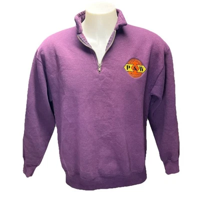 Vintage Jerzees Portland And Western Railroad 1/4 Zip Sweatshirt, Large Purple - Image 1 of 4