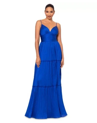 Maxi Vestido Betsy & Adam Azul Real en Niveles - 10 - Nuevo con Etiquetas Foto 1 de 4