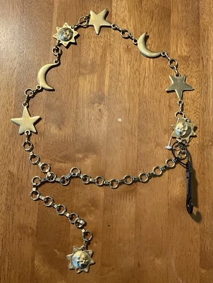Vtg 90’s A Brod Sun Moon Stars Celestial Chain Belt Gold Tone w/Dangle Boho NEW - Image 1 of 4