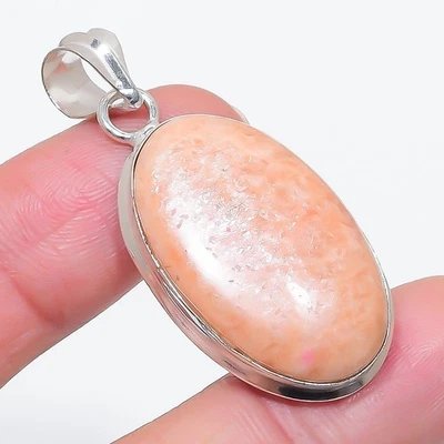 Colgante de joyería de plata de ley 925 con piedras preciosas de aventurina naranja 1,89" B336 Foto 1 de 2