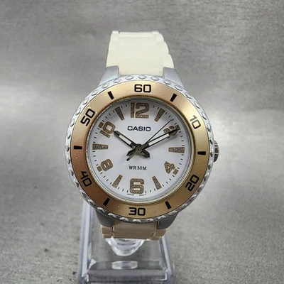 Casio Dive Watch Women 32mm White Dial Silver Tone Round LTP-1331 New BatteryABC - Image 1 of 4