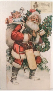 Victorian Lithograph Die Cut Embossed Santa Claus Advent Calendar 12X22 - Bild 1 von 4